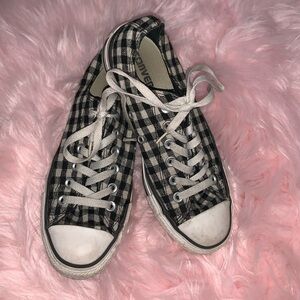 Black and White Plaid Low Top Converse Sneakers